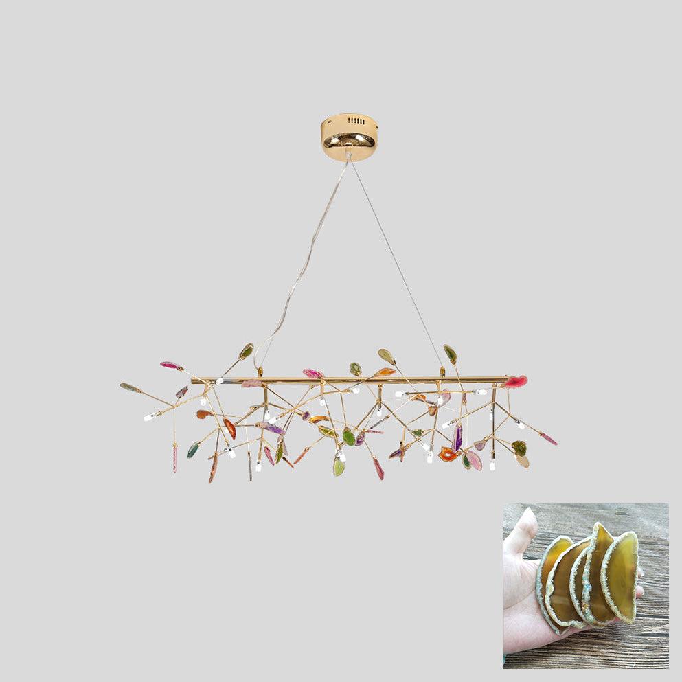 Rivana Lustre Feuille Colorée Bras Dorés