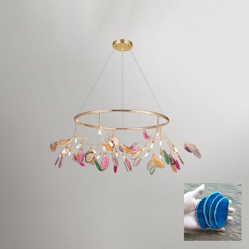 Rivana Lustre Feuille Colorée Bras Dorés