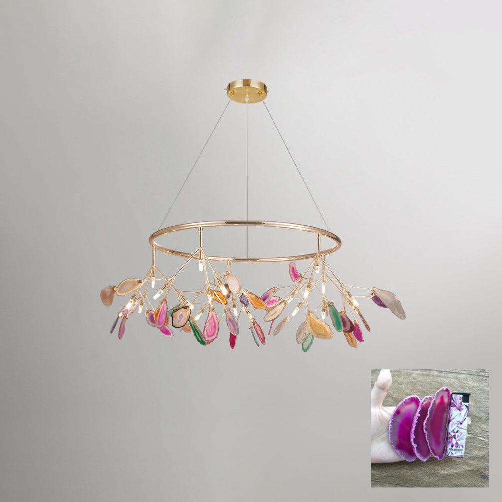 Rivana Lustre Feuille Colorée Bras Dorés