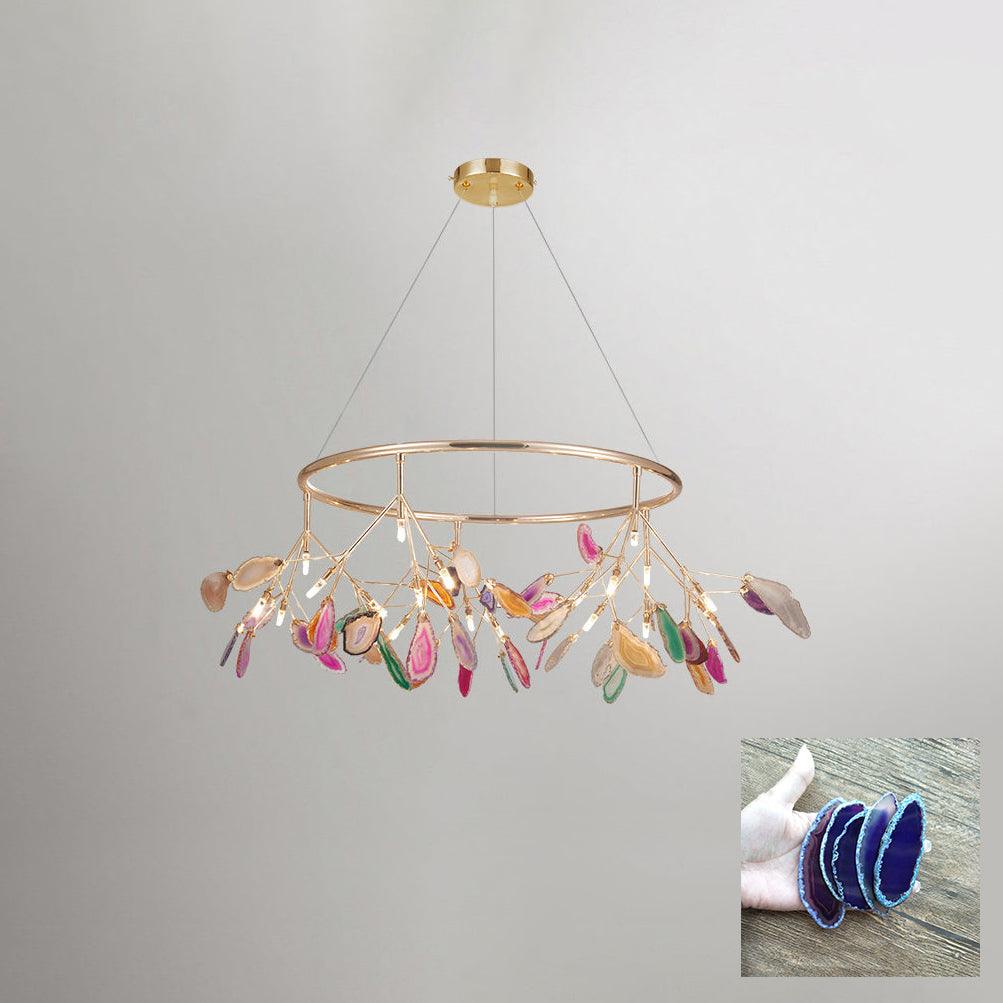 Rivana Lustre Feuille Colorée Bras Dorés