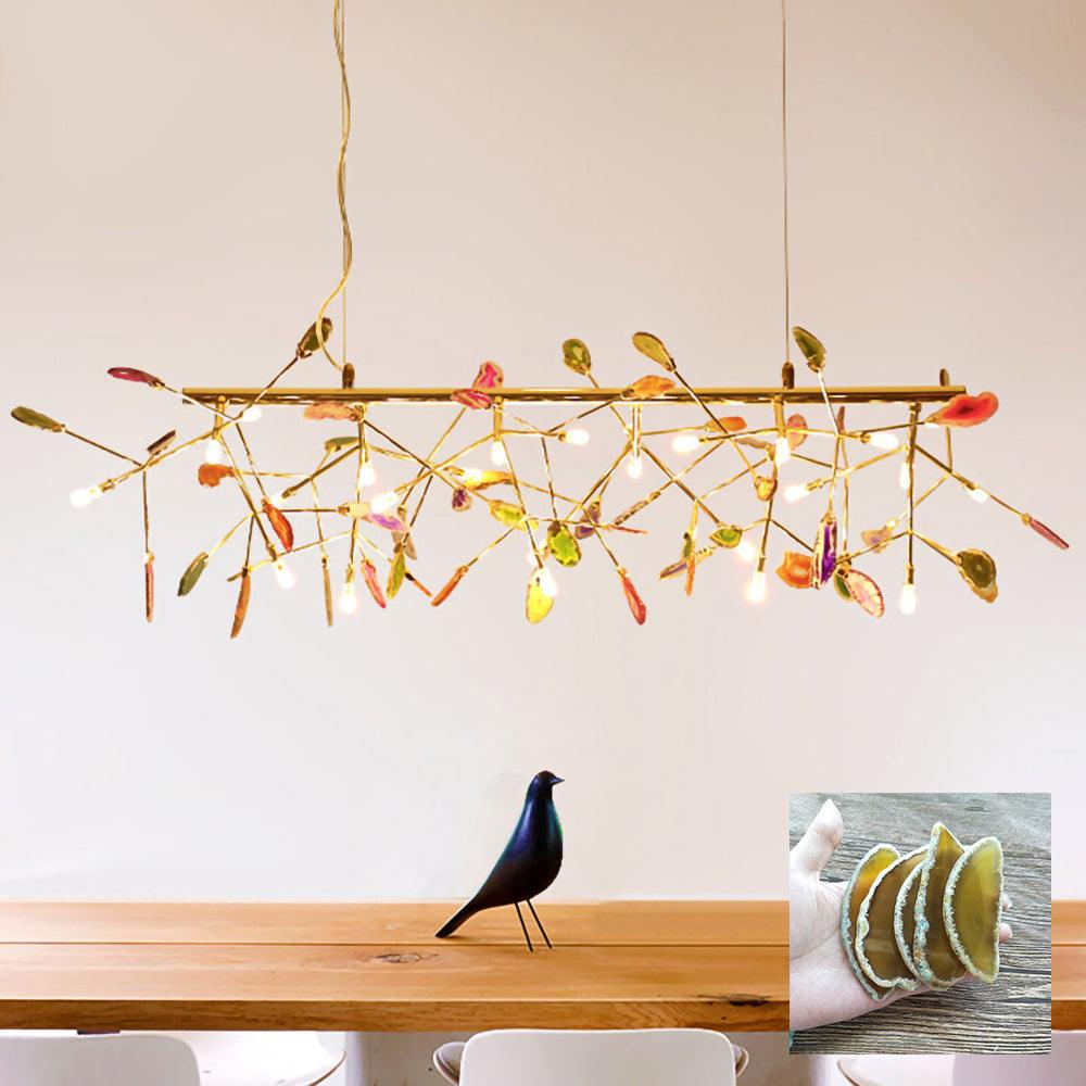 Rivana Lustre Feuille Colorée Bras Dorés