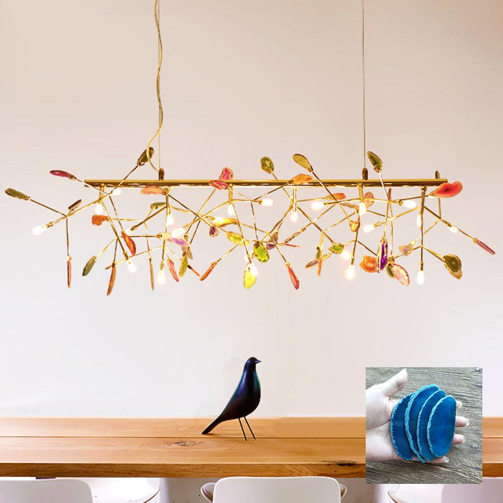 Rivana Lustre Feuille Colorée Bras Dorés