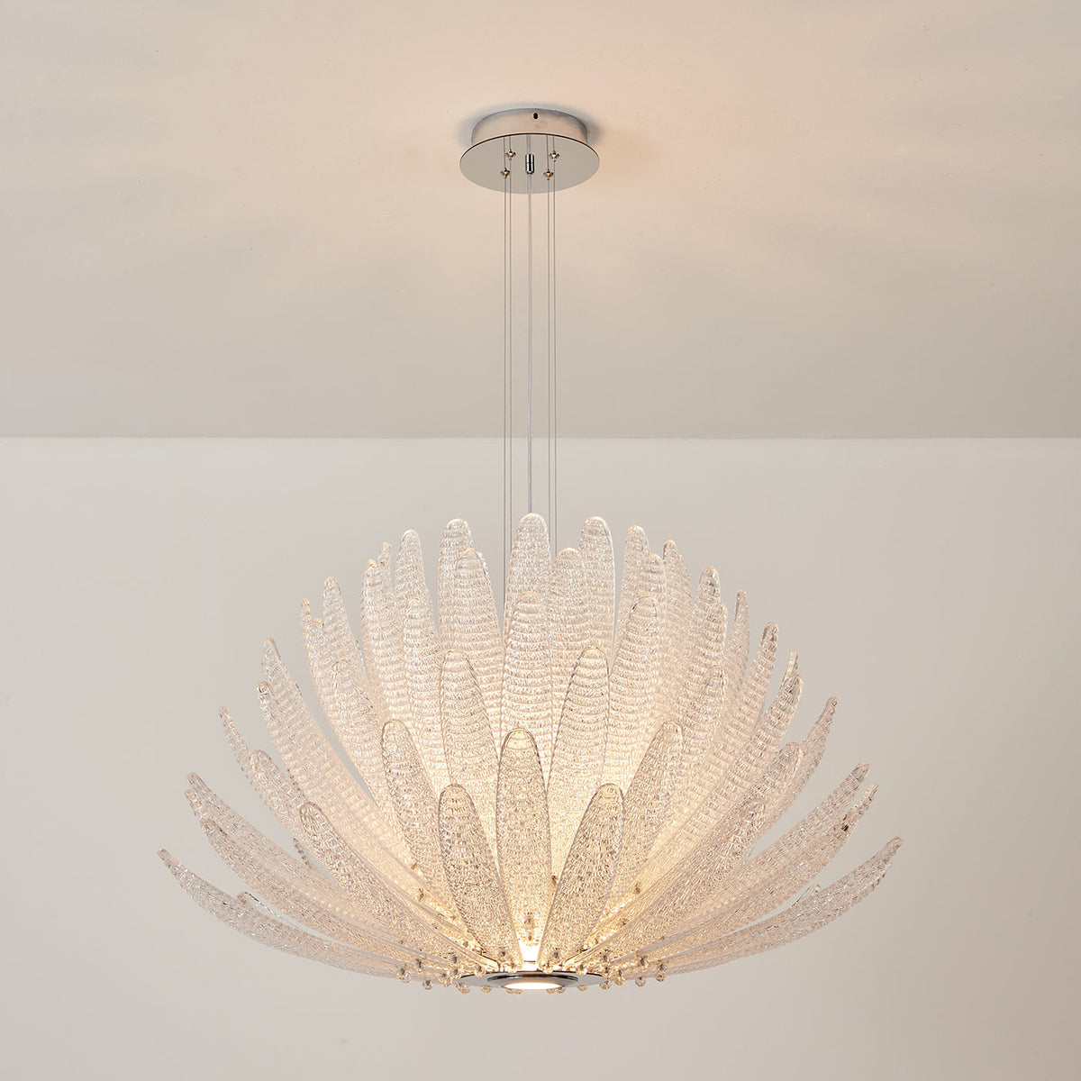 The Agave Chandelier unlit, emphasizing its sculptural and artistic form.