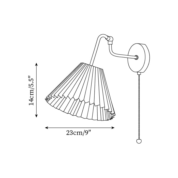 Vintage Brass & Walnut Wall Lamp with Pleated Fabric Shade-Neutral Decor