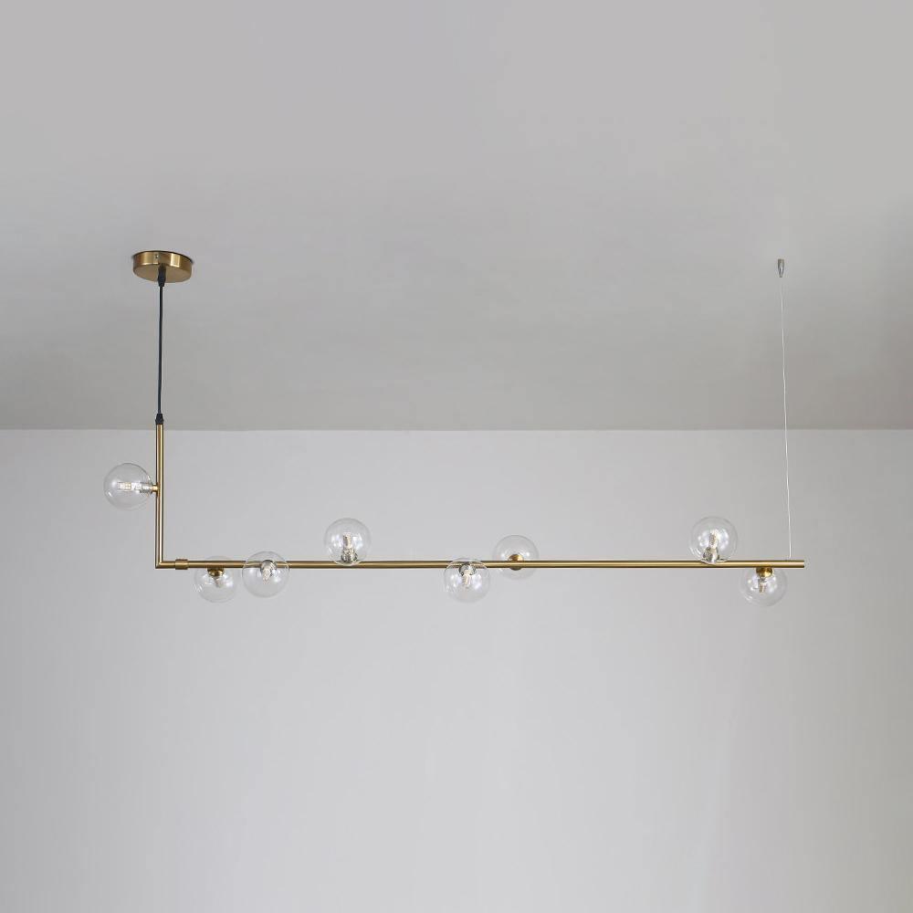 Finnise Lustre en Verre avec Structure en Acier Noir Linéaire