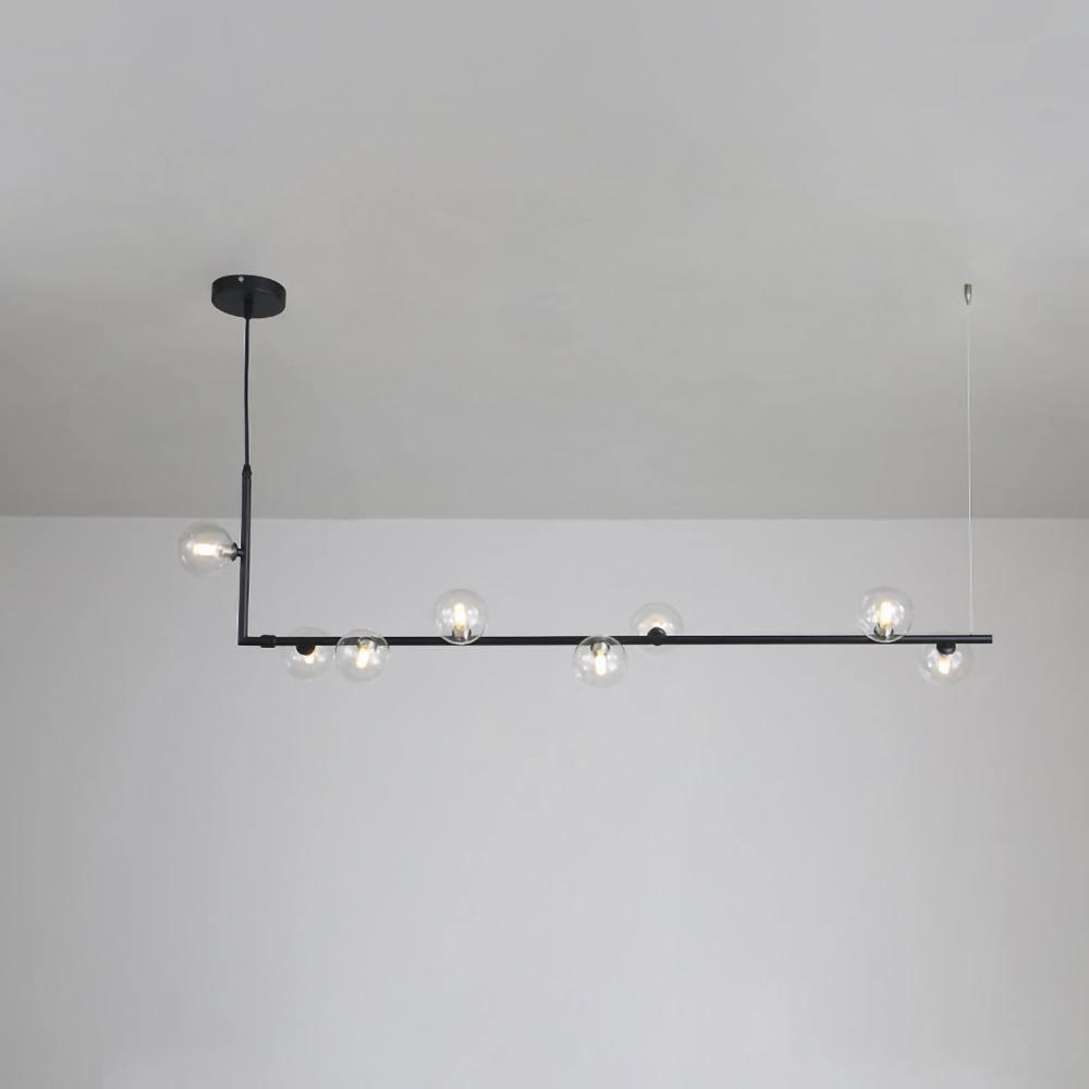 Finnise Lustre en Verre avec Structure en Acier Noir Linéaire