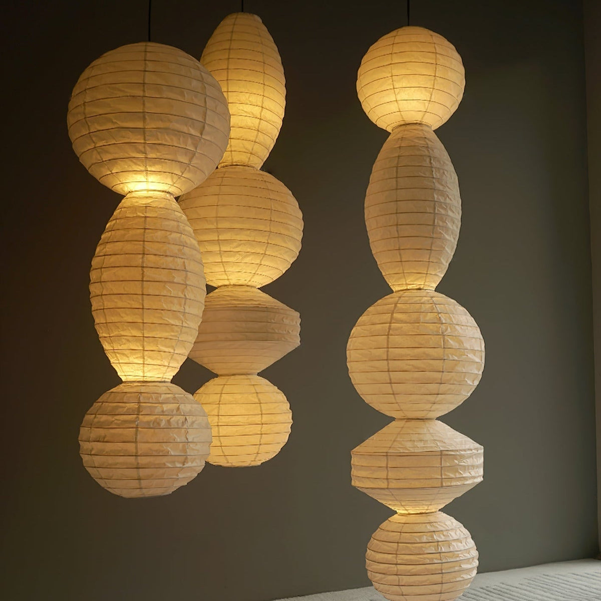 Nami Suspension lanterne en papier style wabi-sabi