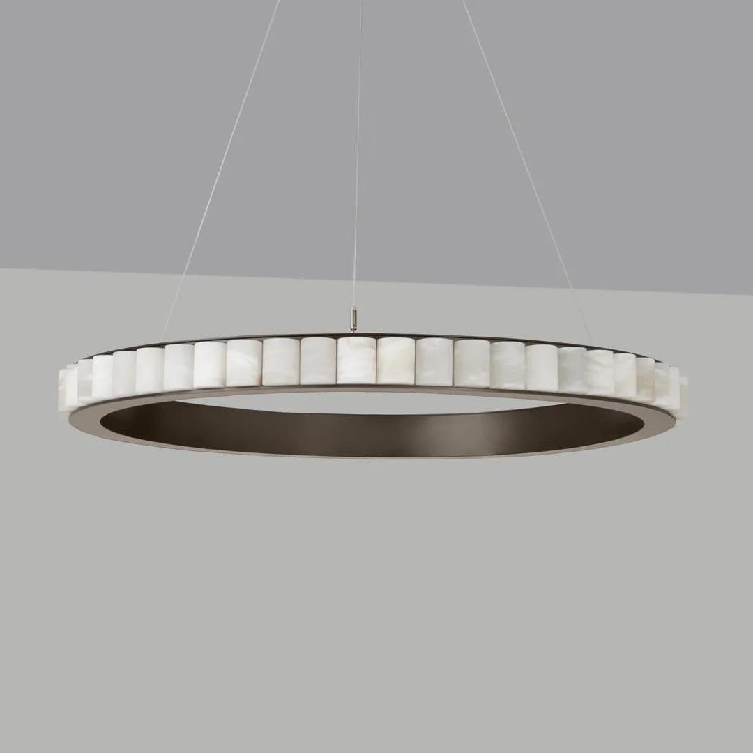 Orenalis Lustre Double Anneau en Albâtre