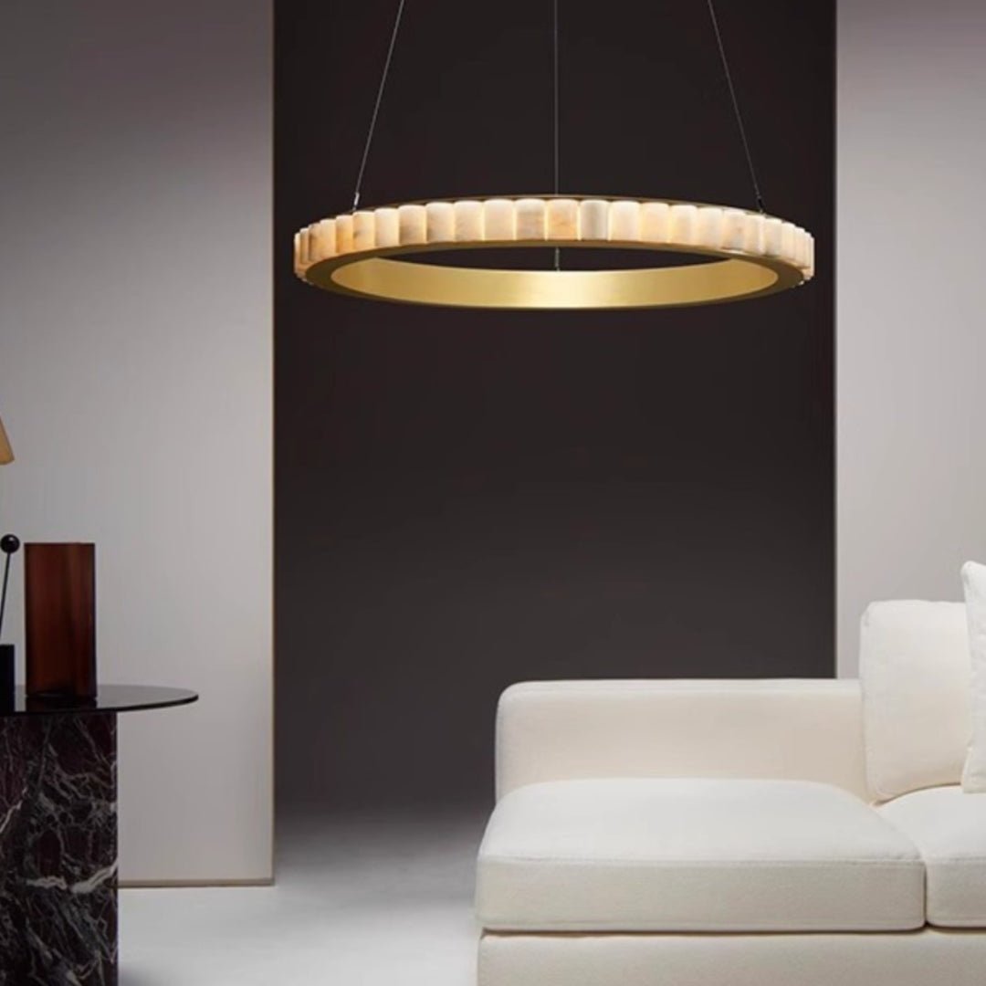 Orenalis Lustre Double Anneau en Albâtre