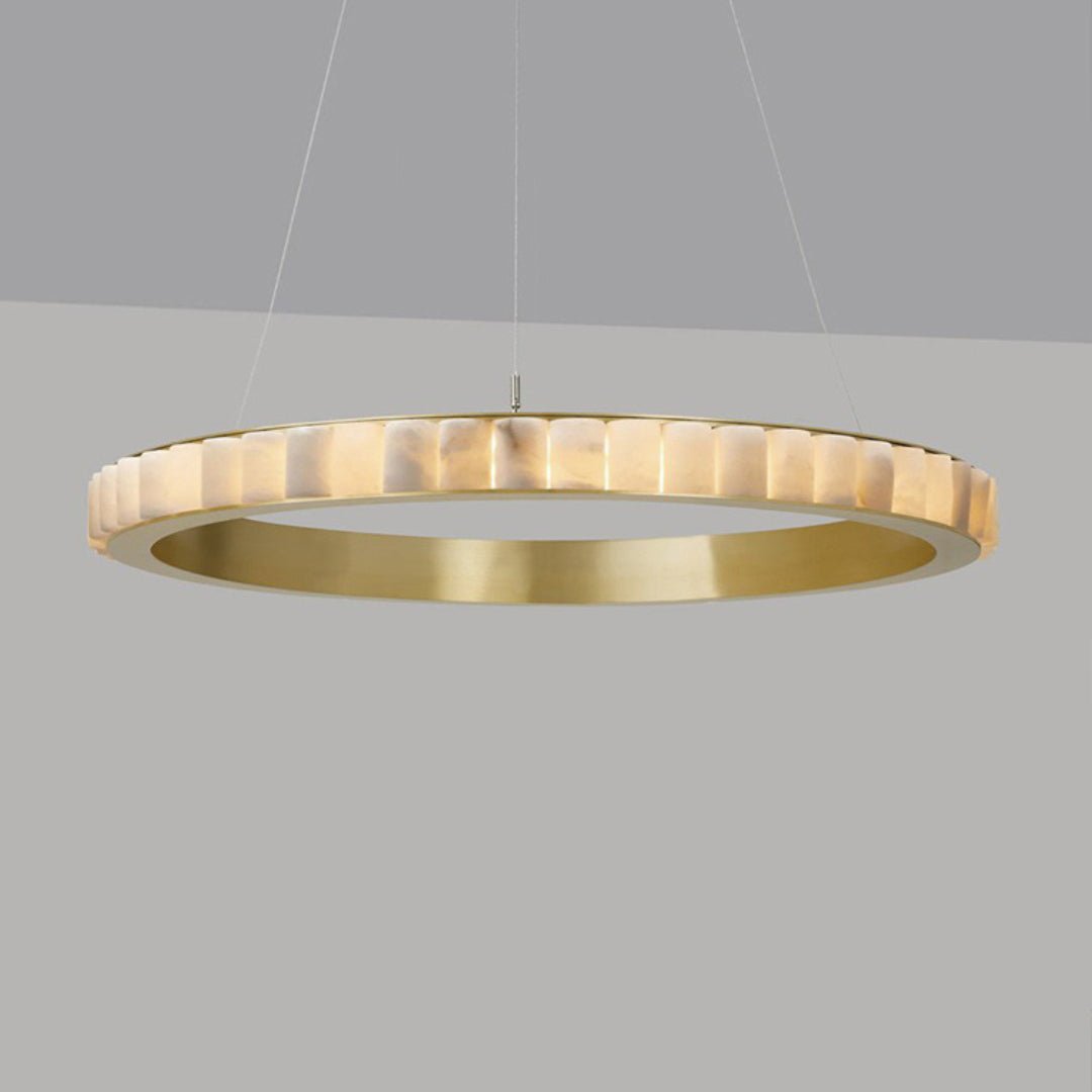 Orenalis Lustre Double Anneau en Albâtre