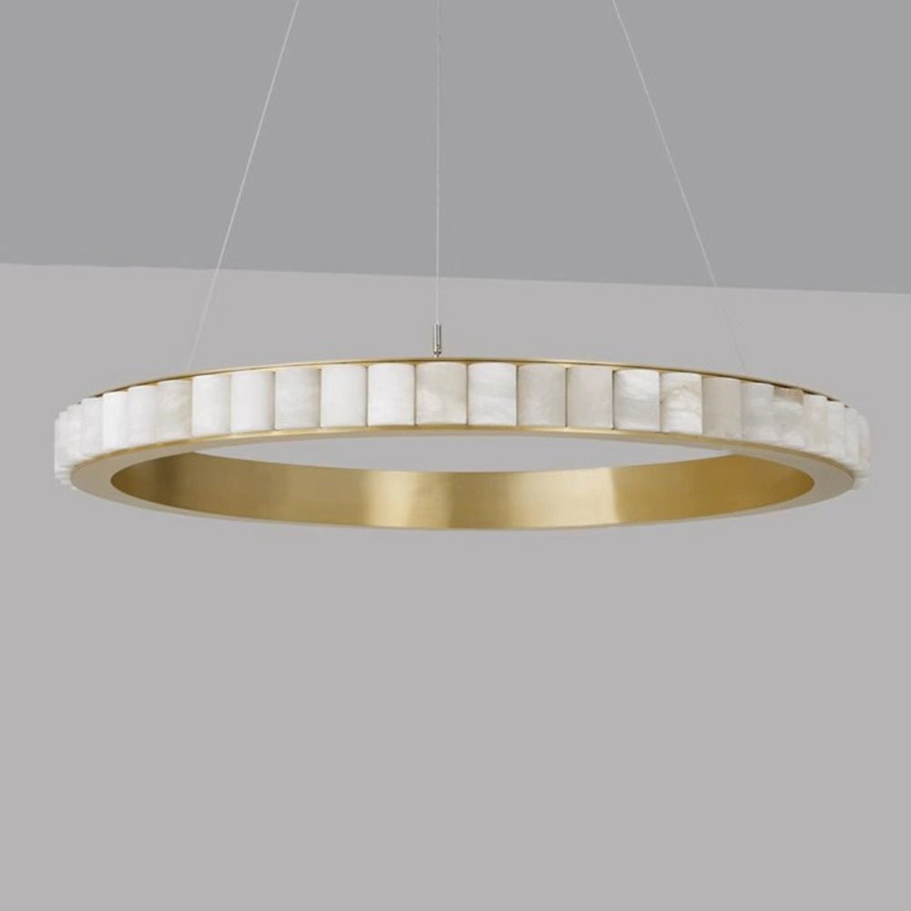 Orenalis Lustre Double Anneau en Albâtre