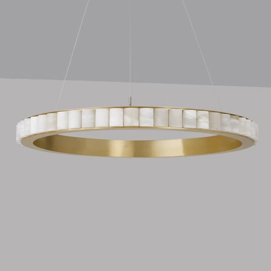 Orenalis Lustre Double Anneau en Albâtre