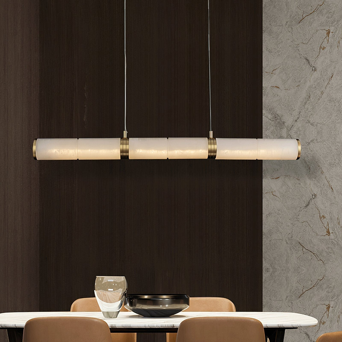 Eira Minimaliste Albâtre Linéaire Pendentif Lumière