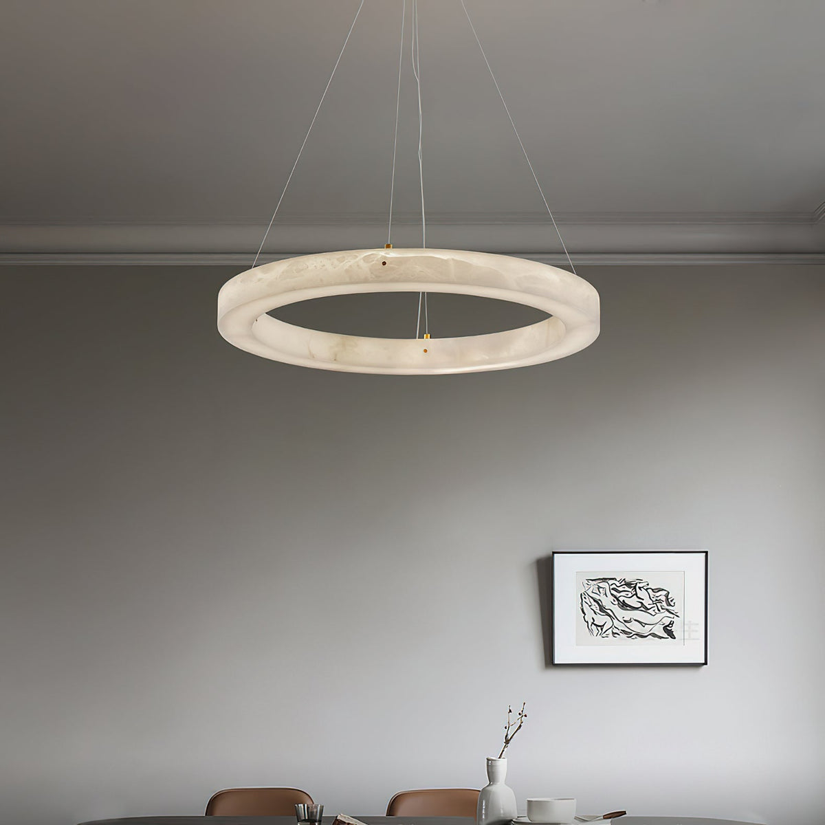 Plotuvyn Lustre Anneau Albâtre Luxe Salon