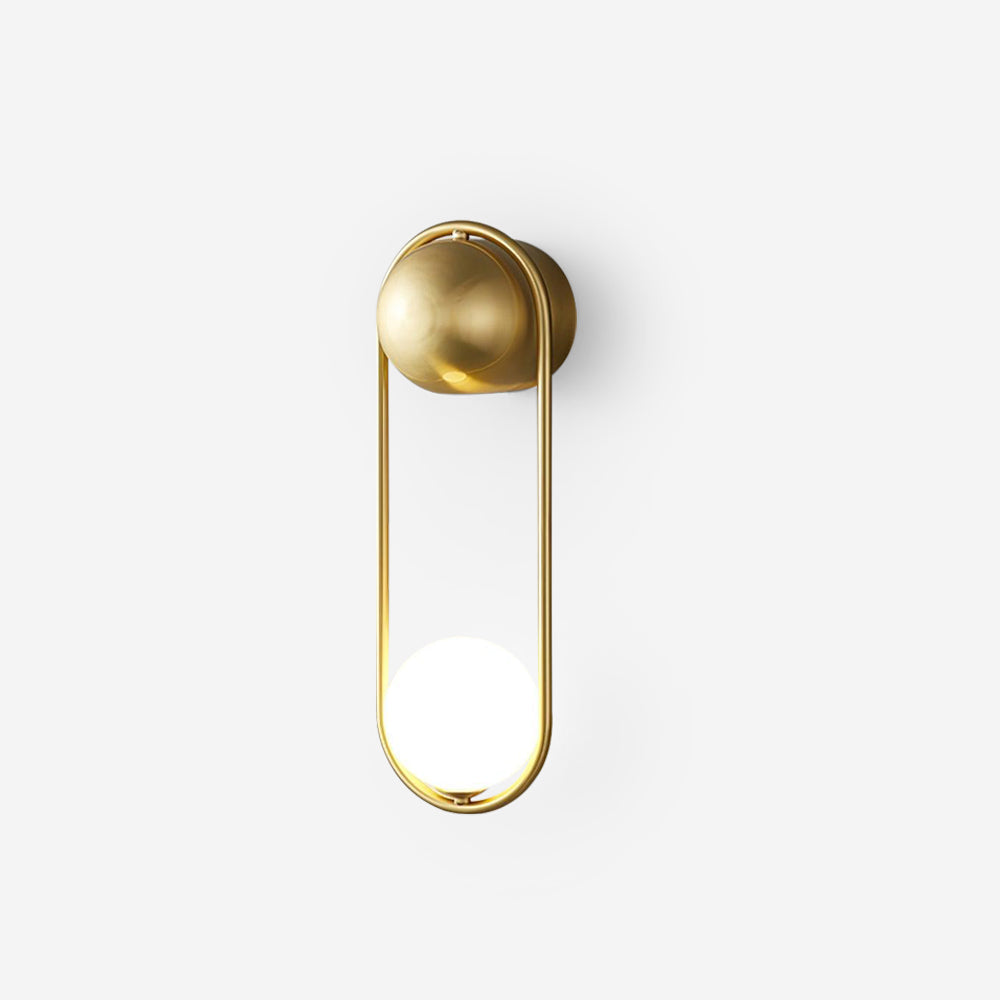 Wall Lamp with Brass Loop Frame and Glass Globe-Neutral Decor