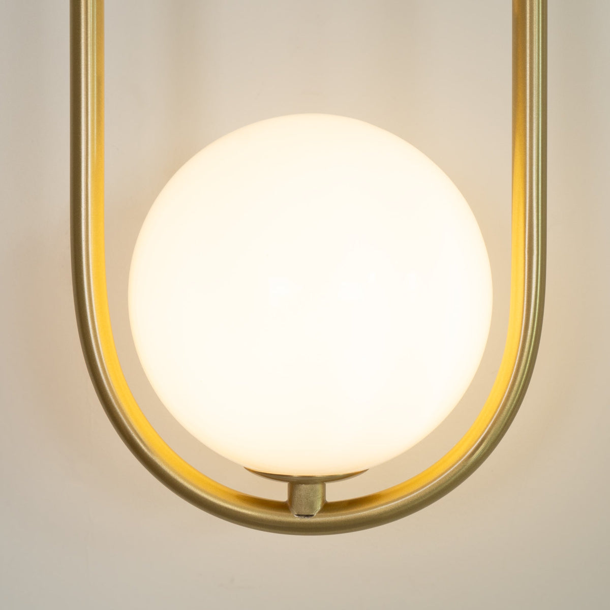 Wall Lamp with Brass Loop Frame and Glass Globe-Neutral Decor