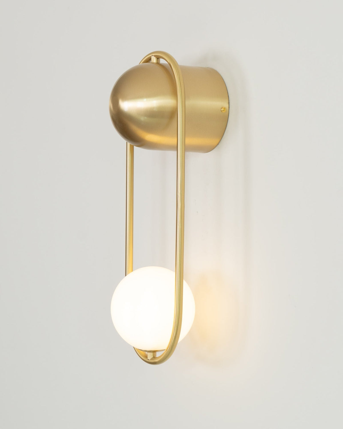 Wall Lamp with Brass Loop Frame and Glass Globe-Neutral Decor