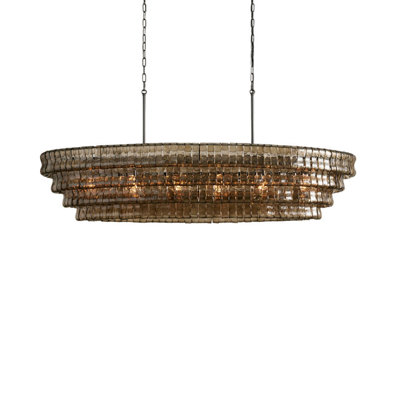 The gold finish frame detail on the Albano Chandelier.