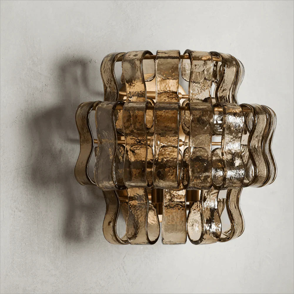 The sleek silhouette of the black glass Albano Wall Lamp.
