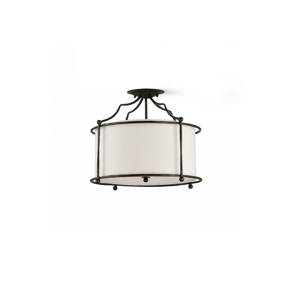 Alexa Ceiling Lamp with a white fabric shade and brass details against a plain background.