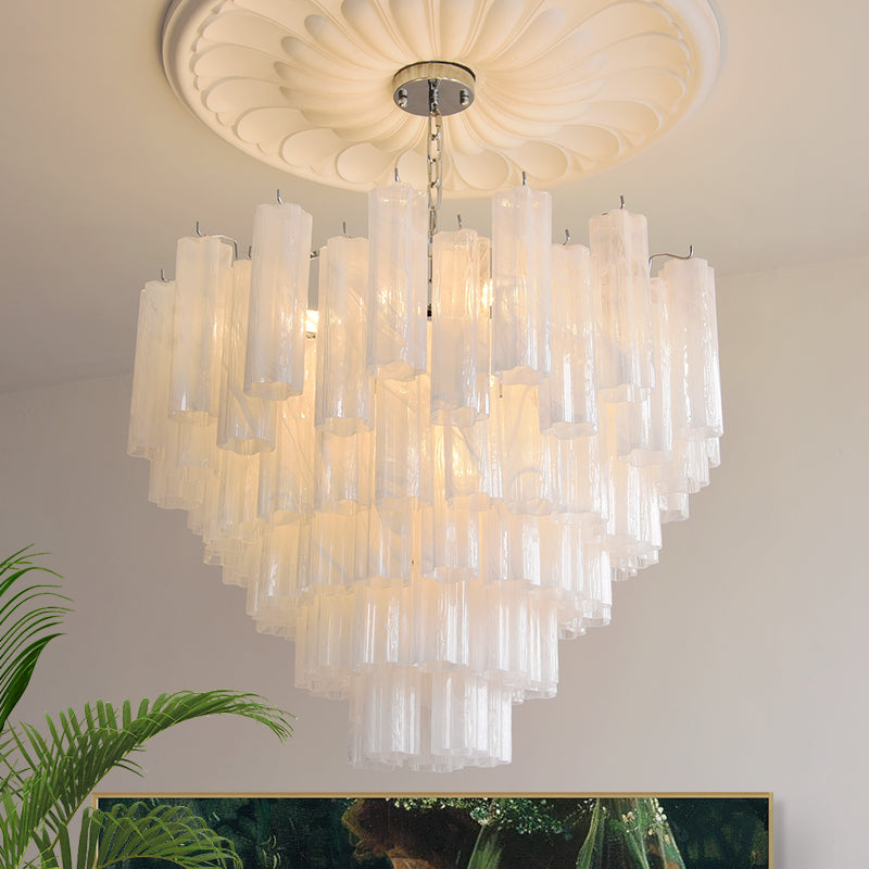 Alistair Chandelier with calming Light Green glass prisms.