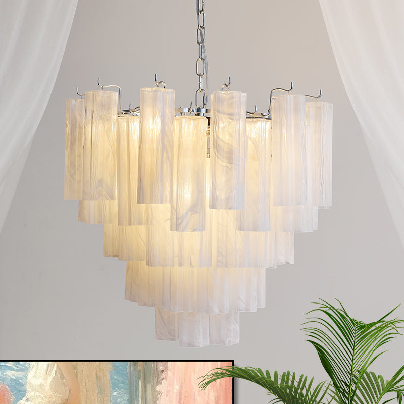 Alistair Chandelier with classic White glass prisms.