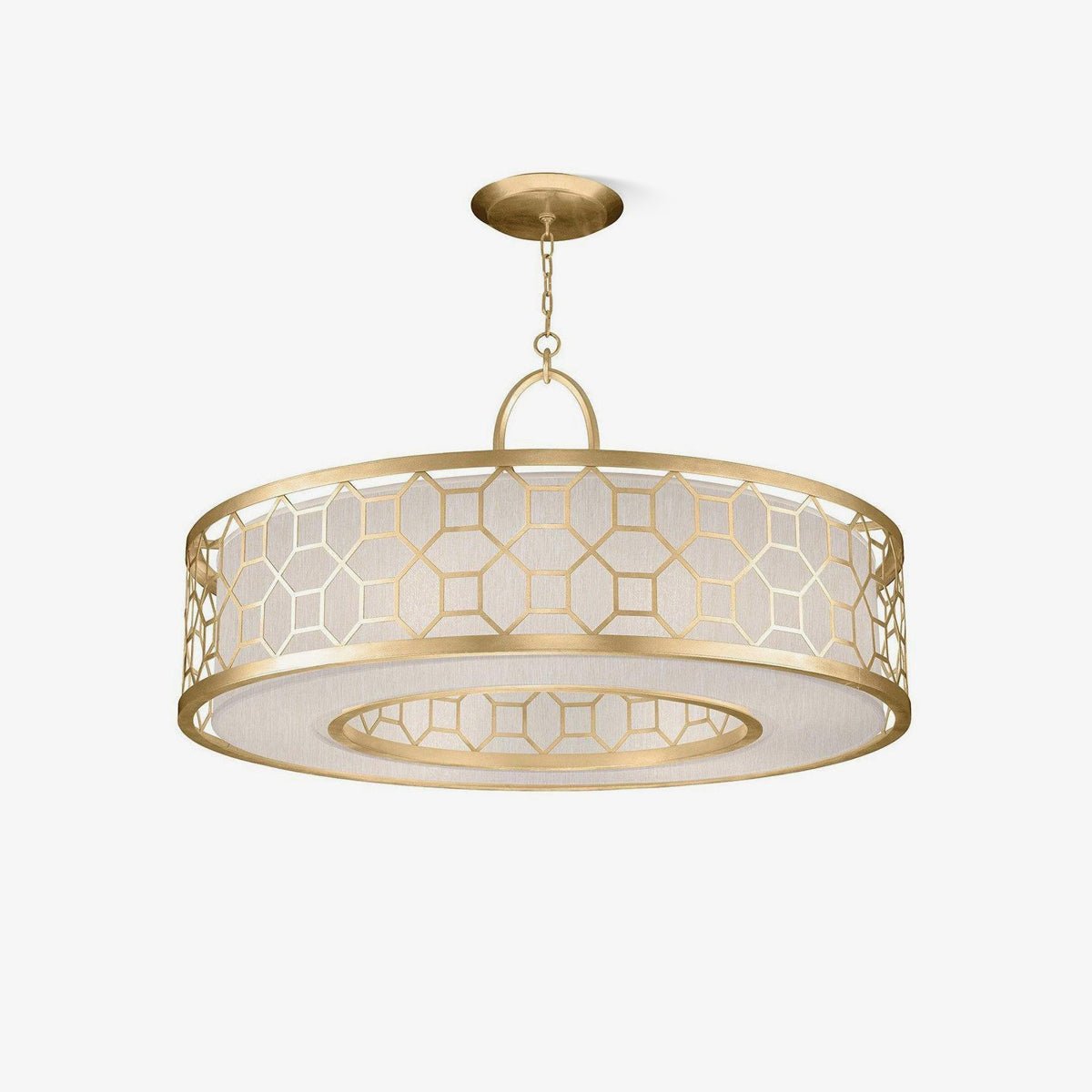 Darenuna Suspension Ronde en Cuivre et Verre Élégante