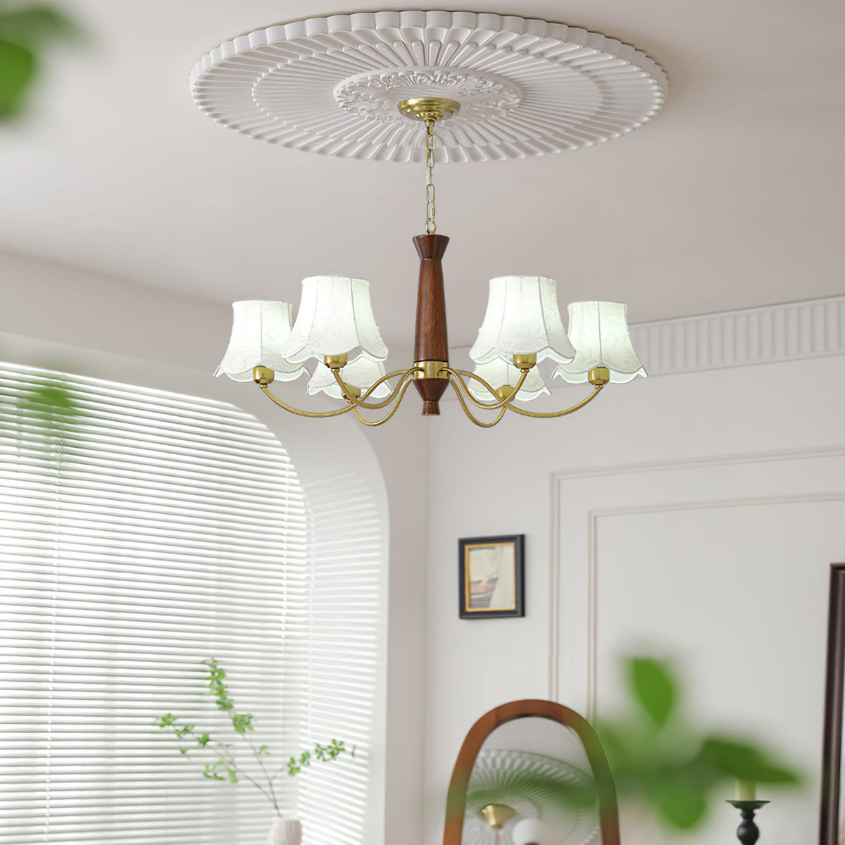 Taleria Lustre Laiton Tissu Bras Courbés