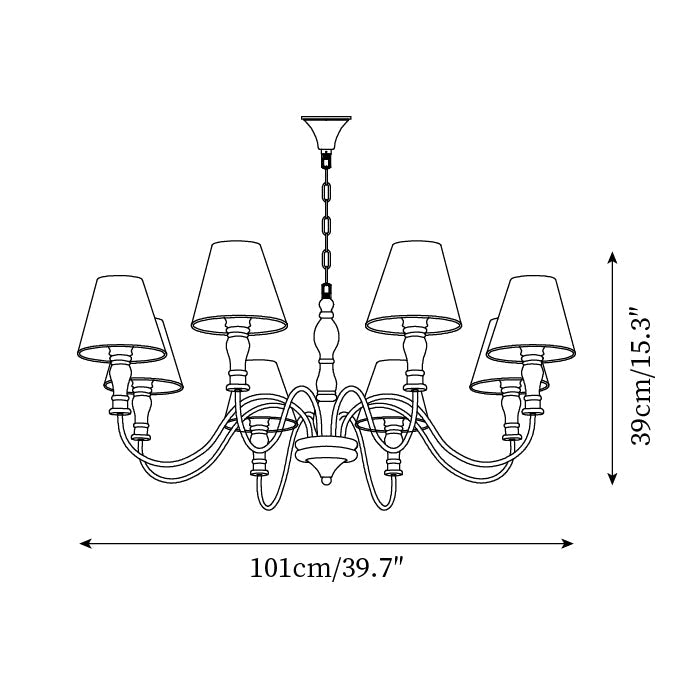 Florinda Floral Fabric Shade Chandelier with Wooden Arms-Neutral Decor