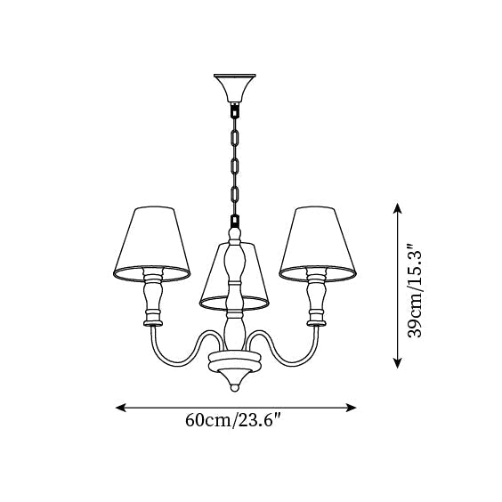 Florinda Floral Fabric Shade Chandelier with Wooden Arms-Neutral Decor