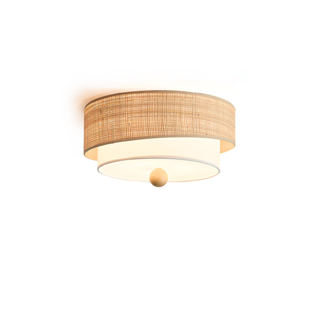 Amara Drum Flush Mount in natural beige finish.