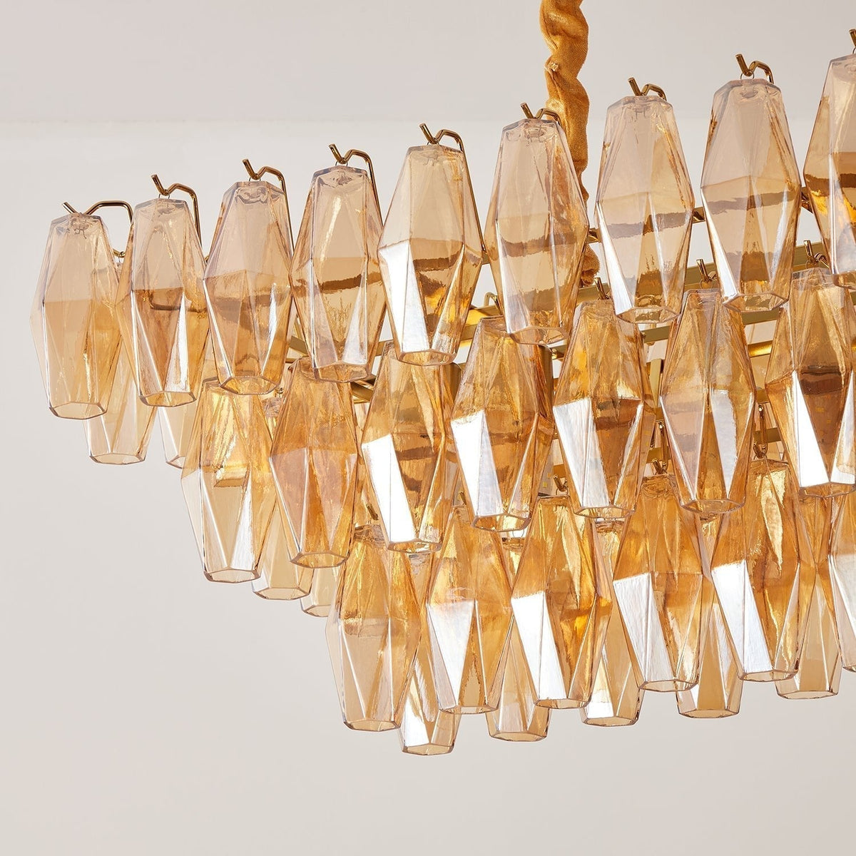 Rililia Lustre Rectangulaire en Verre Prism Ambre Superposé