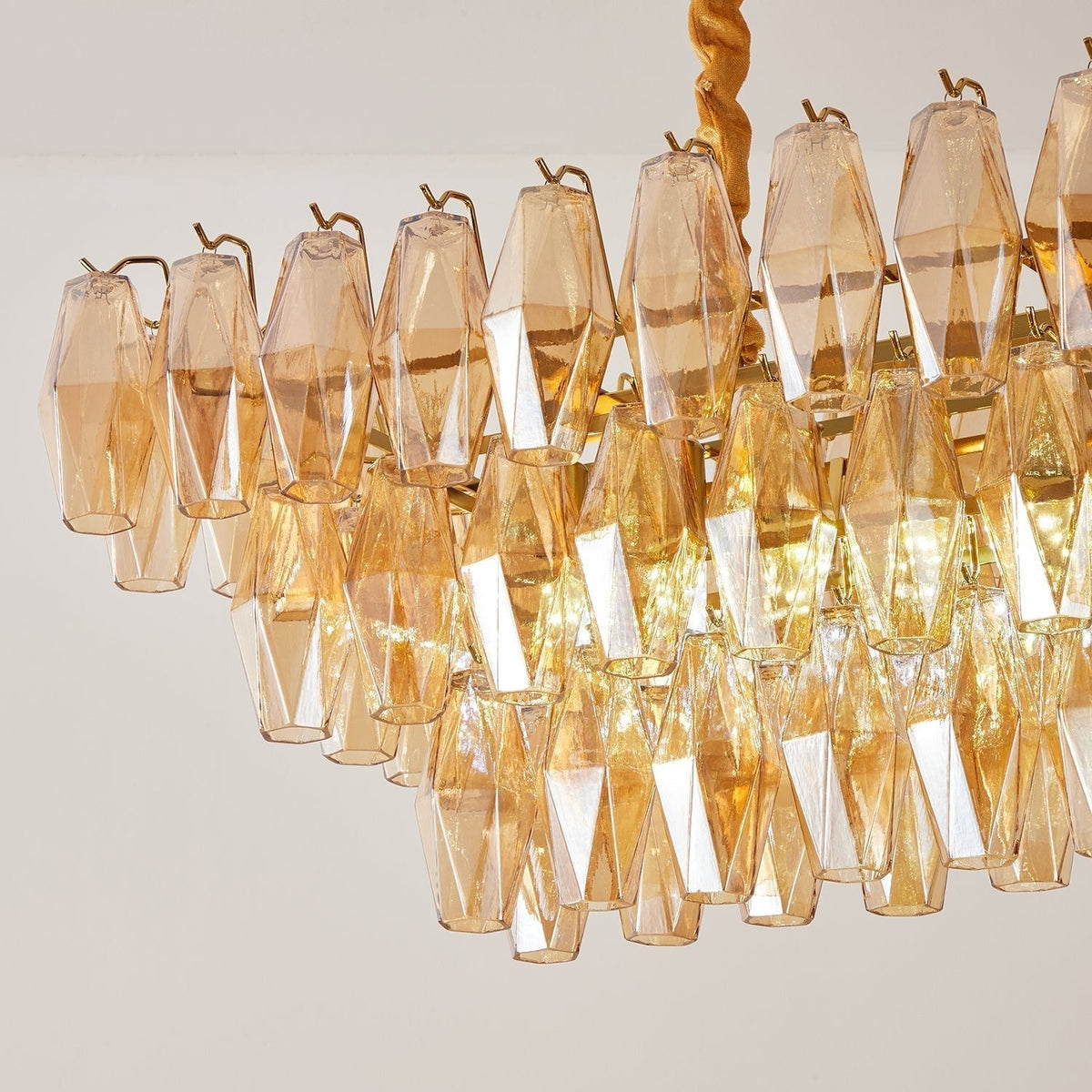 Rililia Lustre Rectangulaire en Verre Prism Ambre Superposé