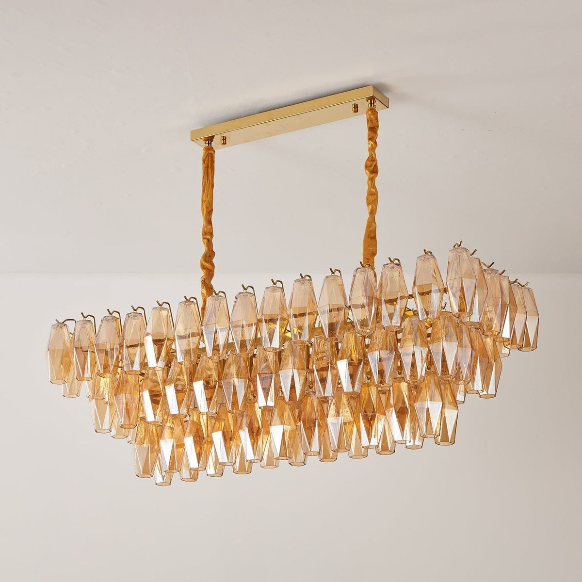 Rililia Lustre Rectangulaire en Verre Prism Ambre Superposé