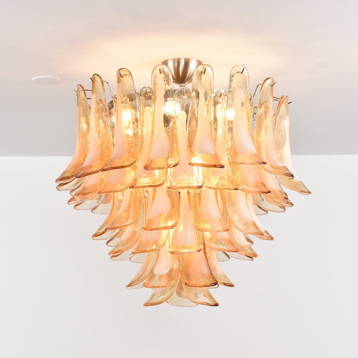 Talelia Plafonnier Ambre Pétale Verre Superposé Vintage