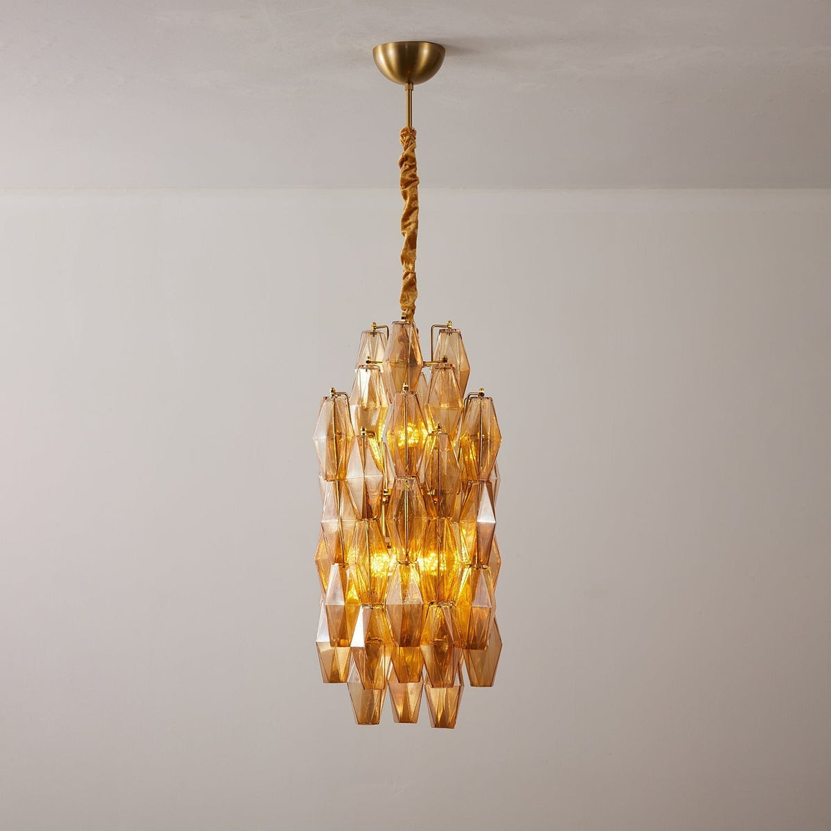 Periana Lustre Ambre Prisme Long Cascadant Verre