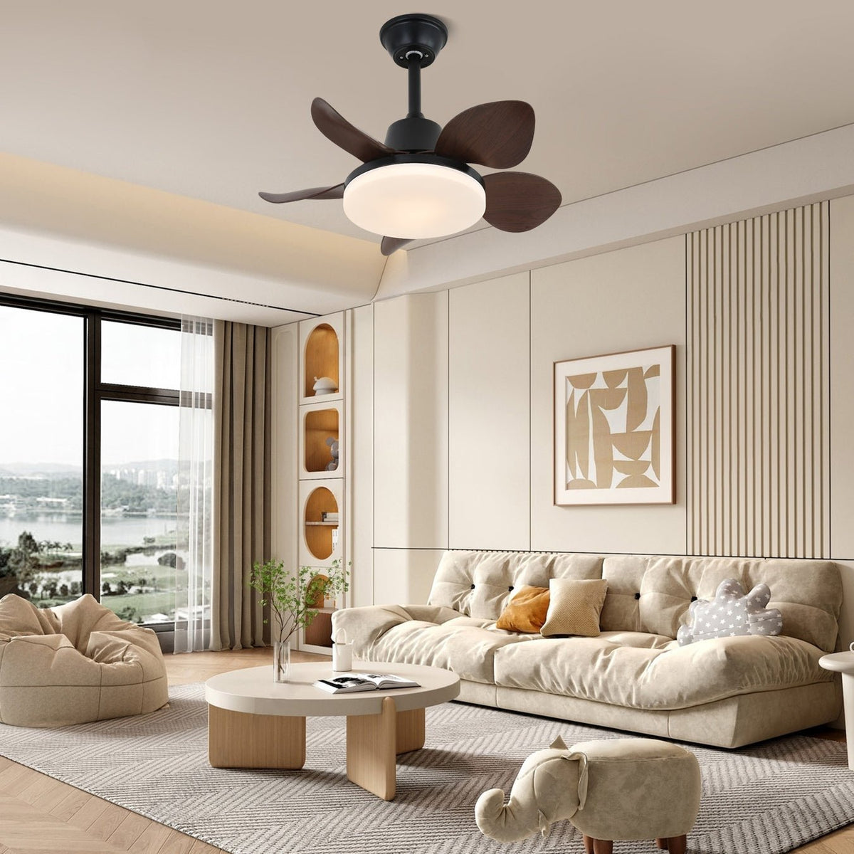 Veyra Ventilateur de Plafond avec Éclairage en Bois Moderne