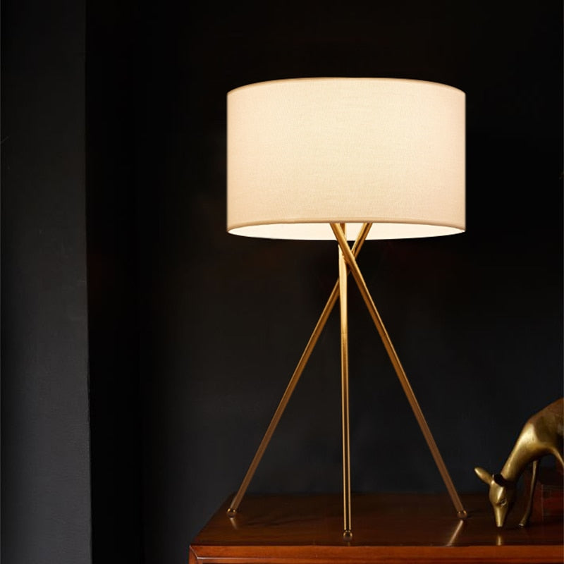 Mira Lampadaire/Lampe de Table Cylindre Moderne, Métal/Tissu, Blanc, Salon