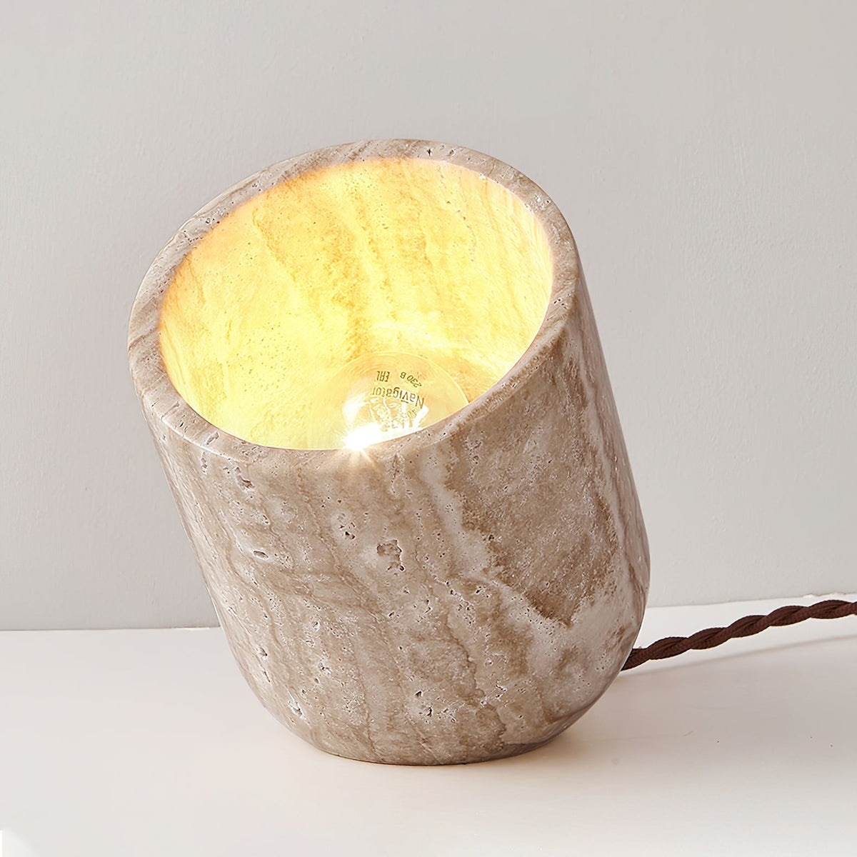 Valuaine Lampe de Table en Travertin à Pied Conique