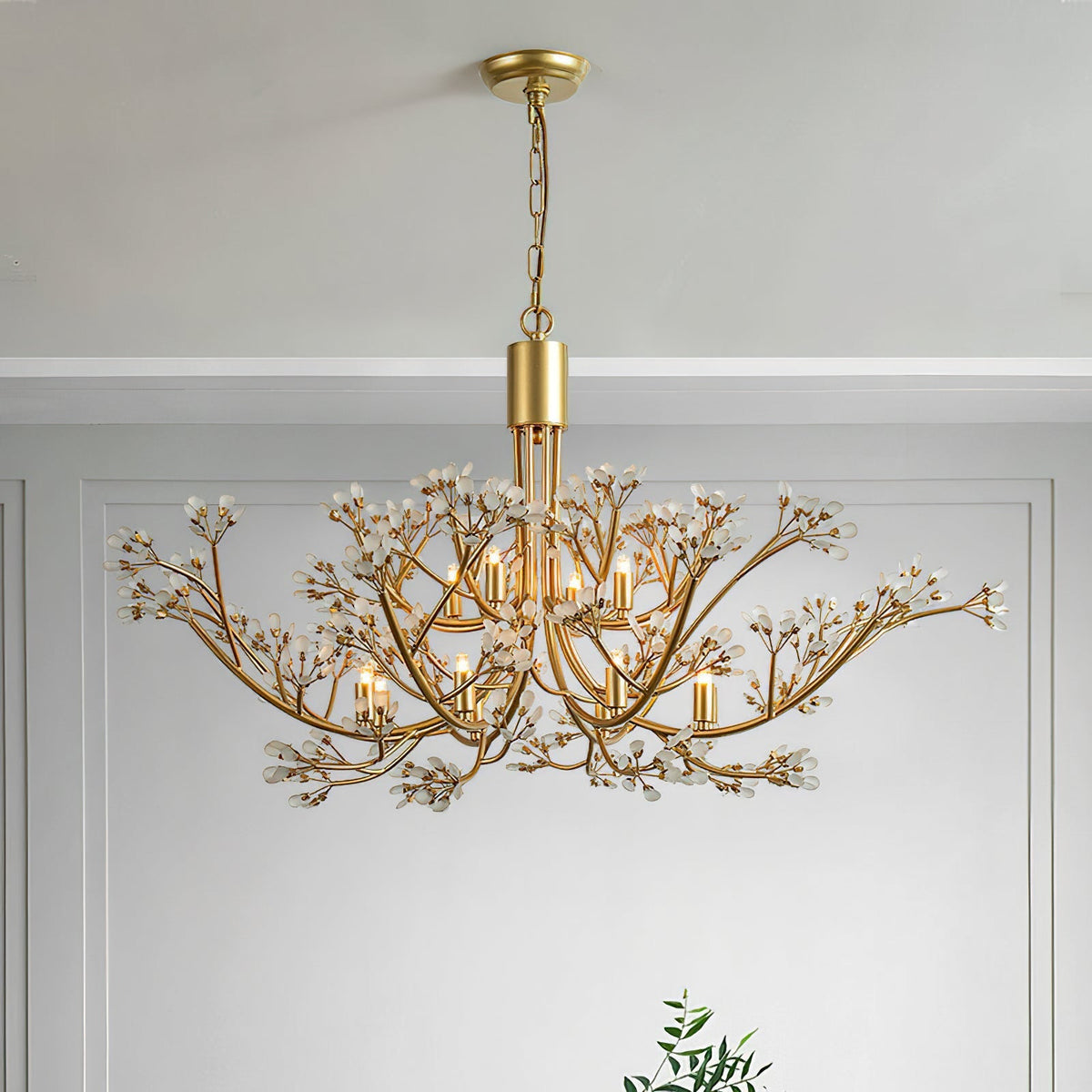 Top-down view of the Anais Chandelier's ceiling mount and suspension chain.