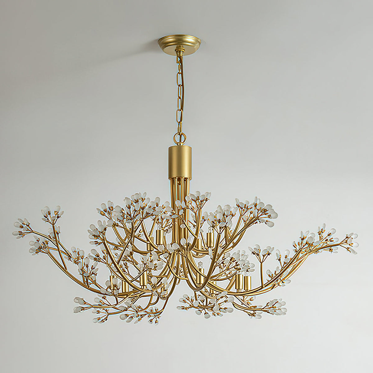 Close-up of the precision-cut crystal buds on the Anais Chandelier.