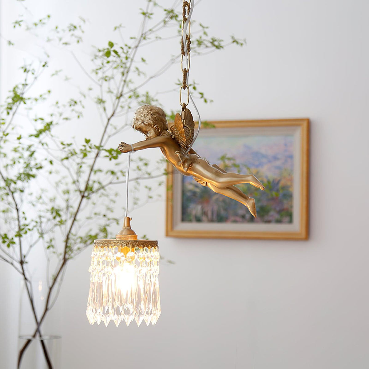 Calytra Suspension Artistique Laiton Cristal