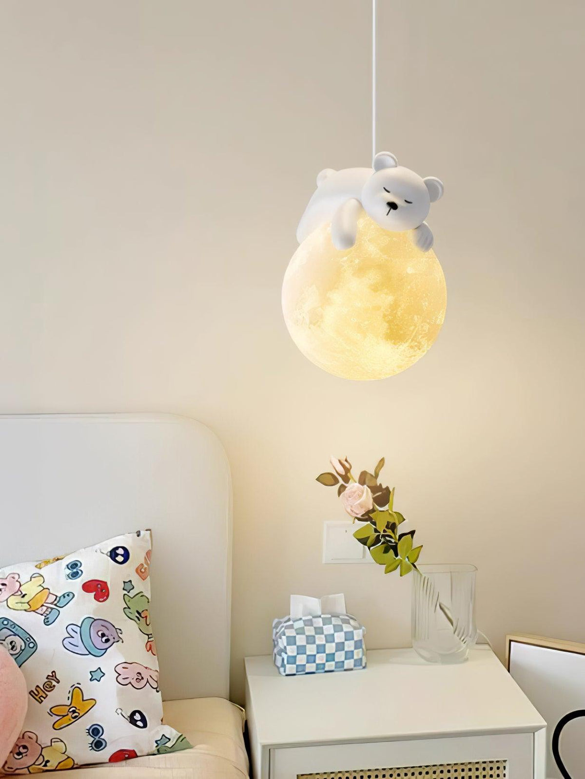Sorena Suspension Lampe Ours Lune pour Chambre d'Enfant