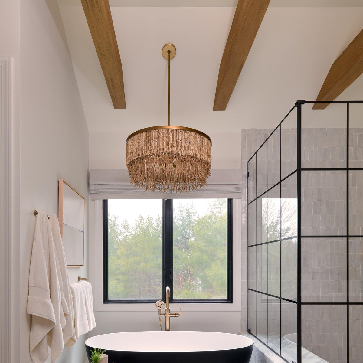 Odette Lustre en Bois et Perles de Noix de Coco