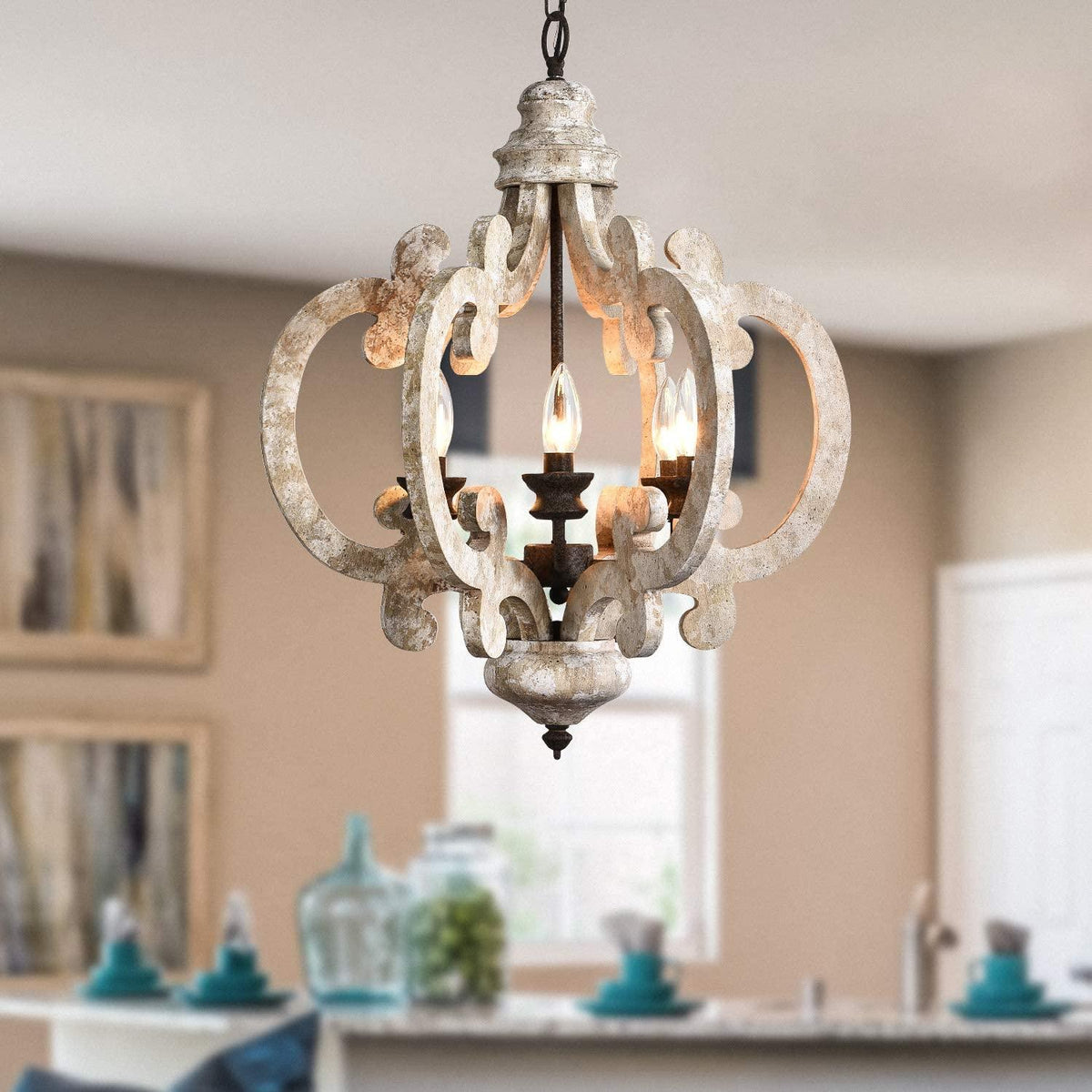 Olvira Lustre en Bois Vintage