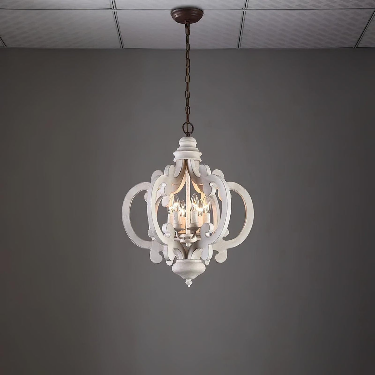 Olvira Lustre en Bois Vintage