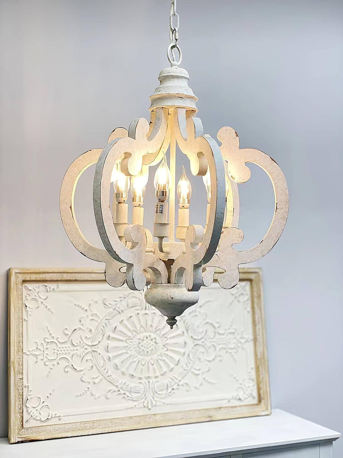 Olvira Lustre en Bois Vintage