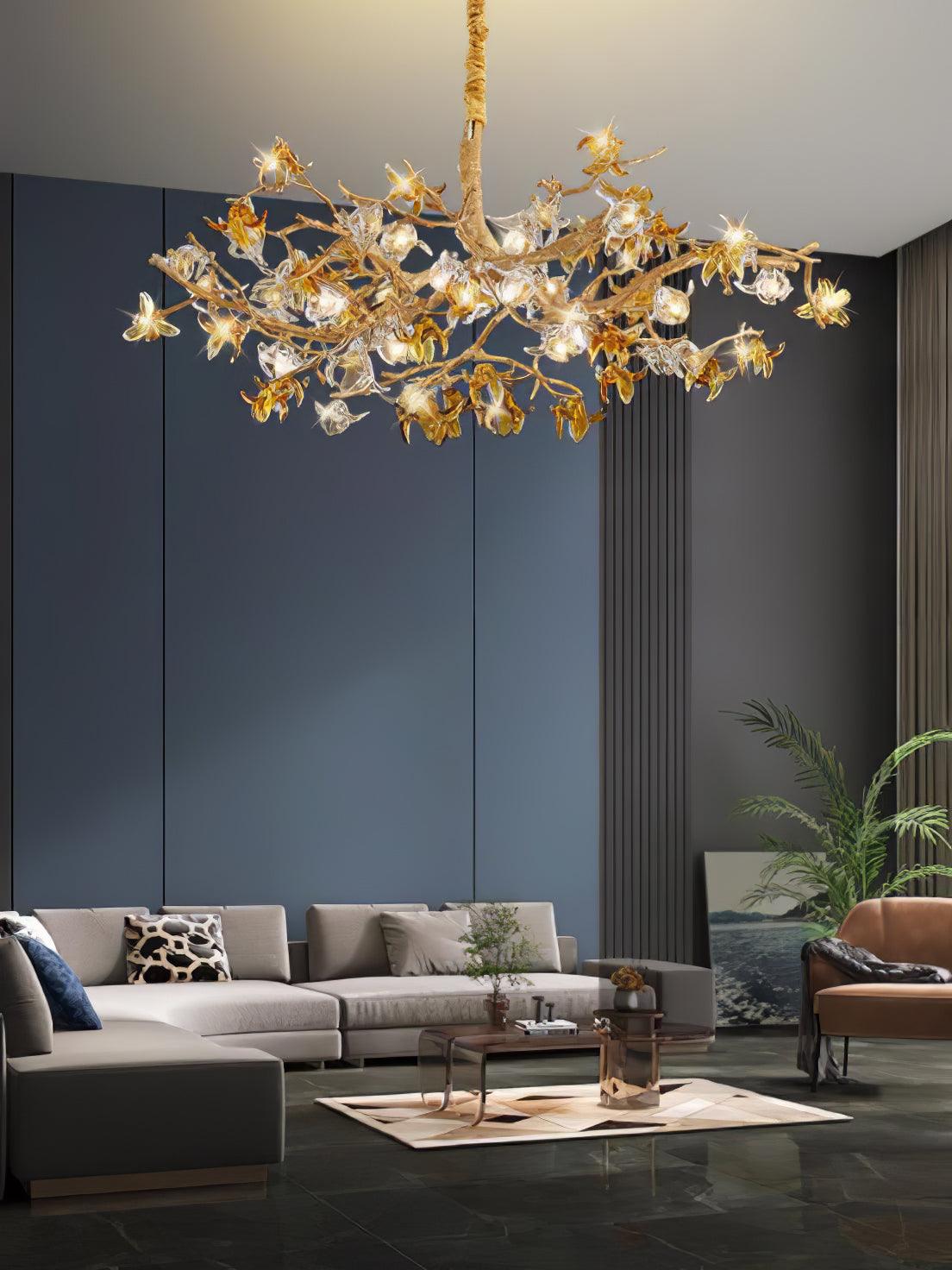 Calane Lustre Branche Laiton Cristal Luxueux