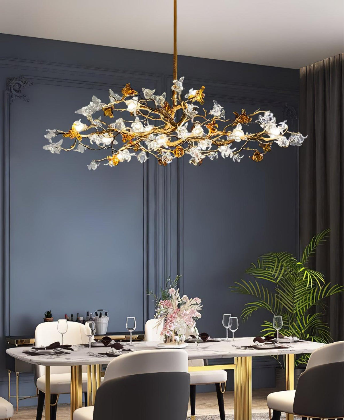 Calane Lustre Branche Laiton Cristal Luxueux