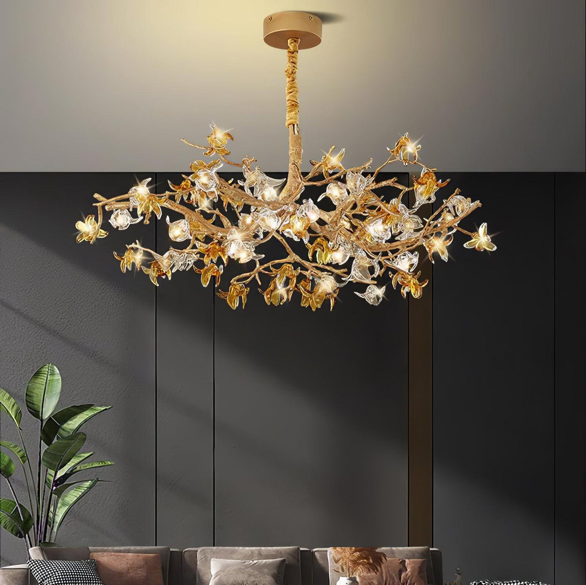 Calane Lustre Branche Laiton Cristal Luxueux